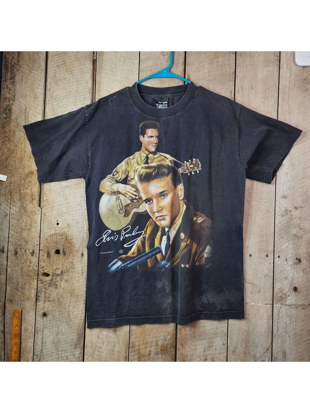 Vintage Elvis Presley Army Years Graphic T Shirt Large Black Rockabilly Tee